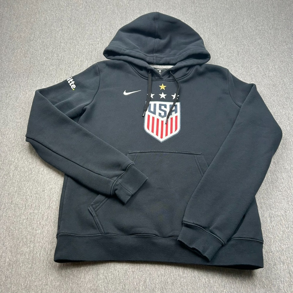 Nike Club Fleece USA Soccer Hoodie Sweatshirt Womens Medium Black Pullover *LOGO - Picture 2 of 16